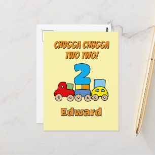 Cartão Postal Chugga Chugga Dois Dois Trem de Aniversário de 2 A