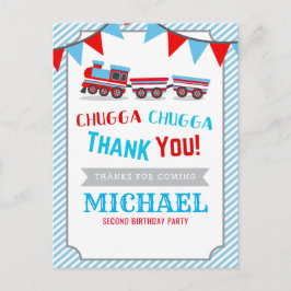 Cartão Postal Chugga chugga trem aniversário chá de bebê obrigad