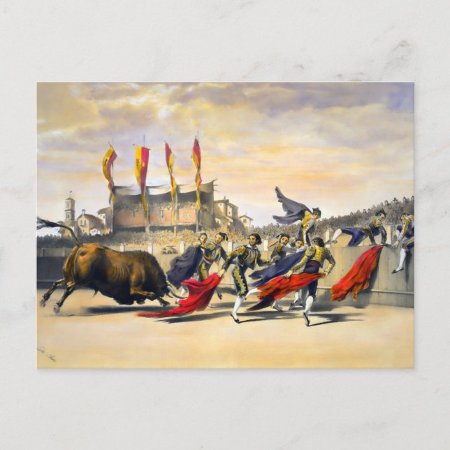 Cartão Postal Chulos Brincando com o Touro (Frente)