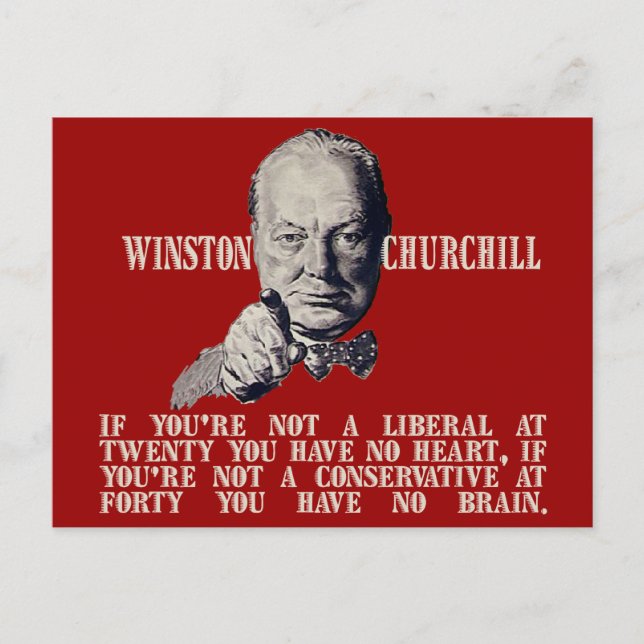 Cartão Postal Churchill sobre Conservadores e Liberais (Frente)
