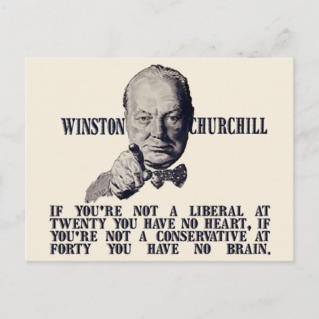 Cartão Postal Churchill sobre Conservadores e Liberais (Frente)