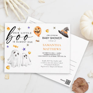 Cartão Postal Chuva de Bebê em Aquarela de Halloween Little Boo