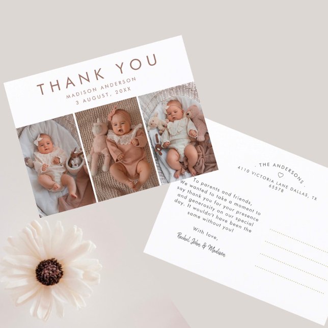 Cartão Postal Chuva de Bebê Estilosa 3 Fotos Obrigado  (Criador carregado)