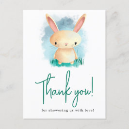 Cartão Postal Chuva de bebê Little Rabbit obrigado