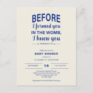 Cartão Postal Chuva de Bebê Versículo da Bíblia Antes de te form