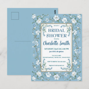 Cartão Postal chuva de noiva antiga Chinoiserie azul e branca