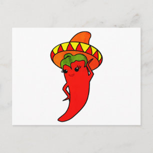 Cartão Postal Chuva de Noiva Fiesta Kawaii Pimenta Vermelha Divã