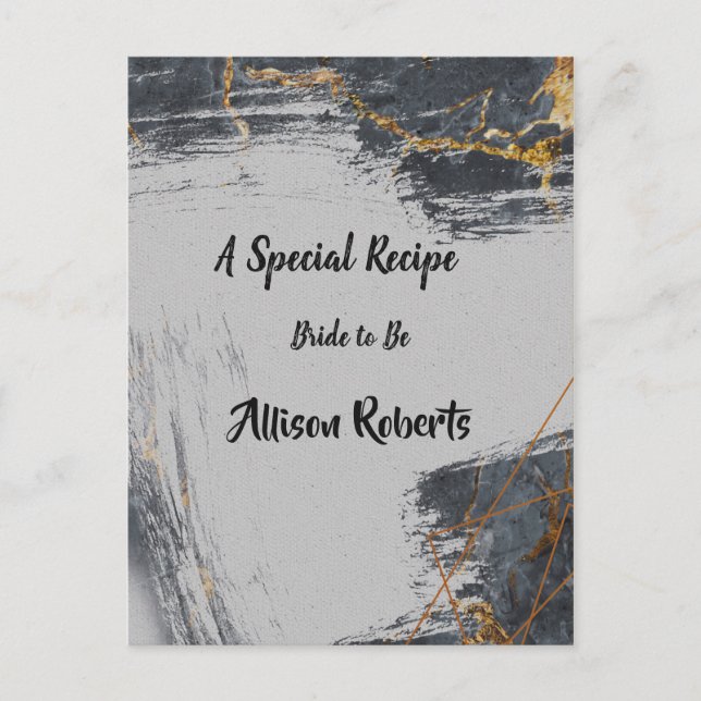 Cartão Postal Chuva de Noiva Geométrica com Brilho de Mármore (Frente)