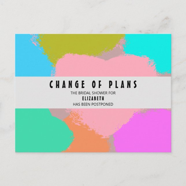 Cartão Postal Chuva de Presentes para a Noiva Mudança de Planos  (Frente)