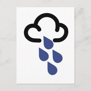 Cartão Postal Chuva Forte: Símbolo de previsão do tempo retrô