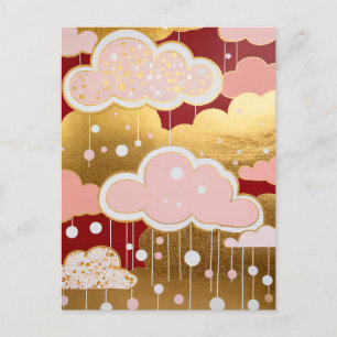 Cartão Postal Chuva Vermelha Dourada