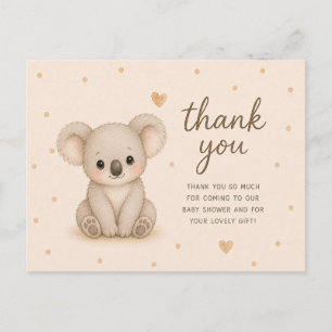 Cartão Postal Chuveirinho de Bebê Urso Coala Bebê Obrigado