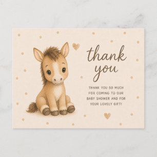 Cartão Postal Chuveiro de Bebê de Potro de Cavalo Bebê Obrigado