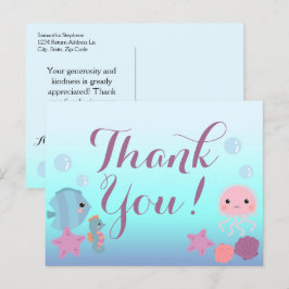 Cartão Postal Chuveiro de Bebê Oceano Debaixo do Mar Obrigada