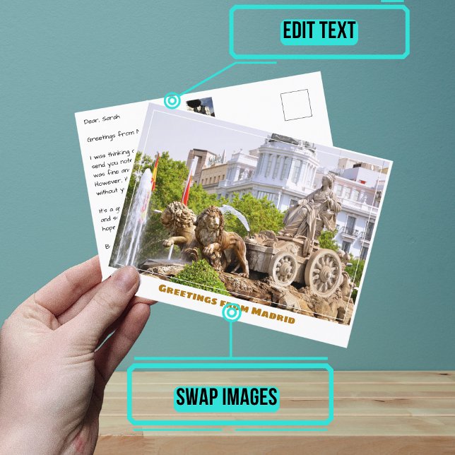 Cartão Postal Cibeles Fountain Madrid Espanha Moderna (Share your experiences with these stylish template postcards.)