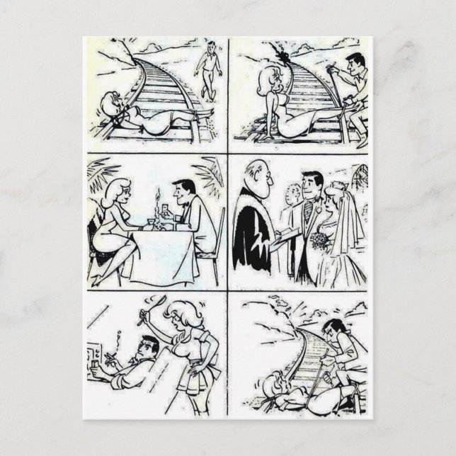 Cartão Postal Ciclo de Relação Casamento/Namorando Engraçado (Frente)