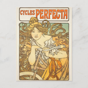Cartão Postal Ciclo Perfecta Mucha Vintage Arte Francesa Nouveau