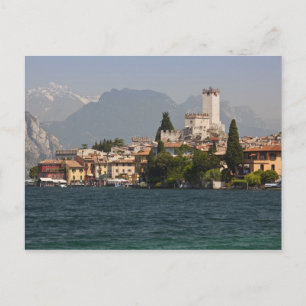 Cartão Postal Cidade à beira do lago, Malcesine, Província de Ve
