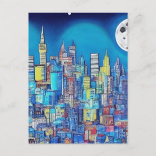 Cartão Postal cidade à noite A.I. trabalha só para você.