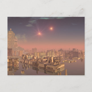 Cartão Postal Cidade Alienígena de Rujjipet com sóis binários