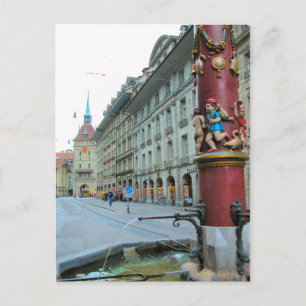 Cartão Postal Cidade antiga de Berna - Fonte decorada