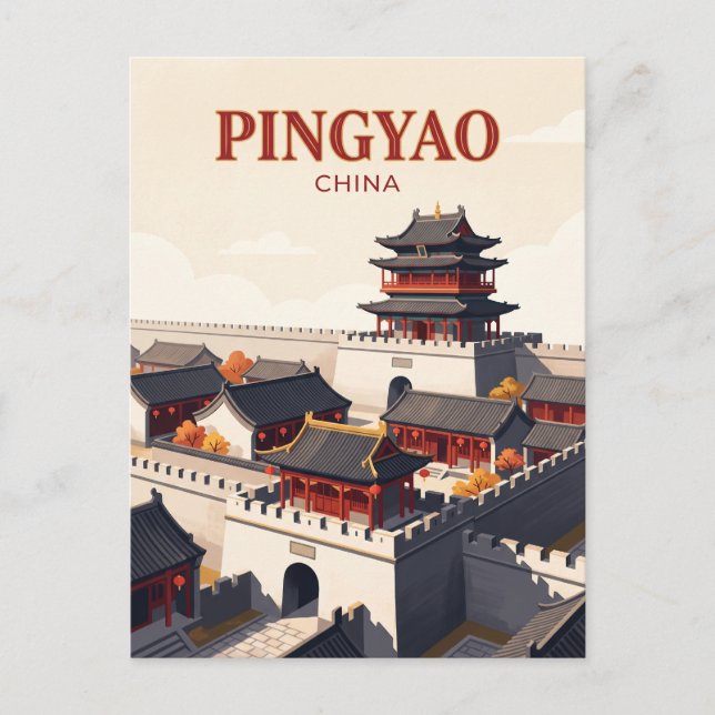 Cartão Postal Cidade Antiga de Pingyao China (Frente)