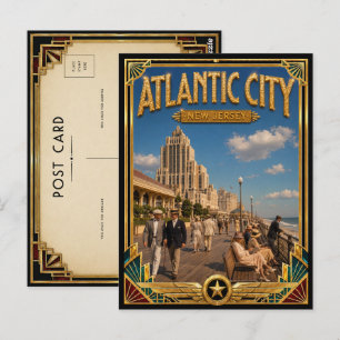 Cartão Postal Cidade Atlântica Nova Jersey Arte Deco Vintage Dou