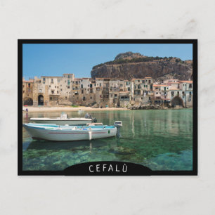 Cartão Postal Cidade costeira de Cefalu na Sicília