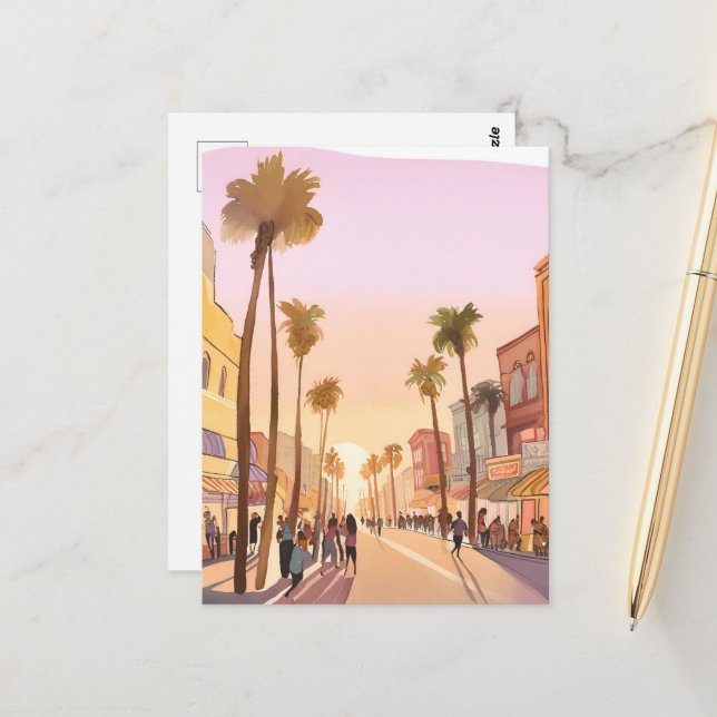 Cartão Postal Cidade Costeira Sunset | Palm Tree Coaster Waterco (Frente/Verso In Situ)