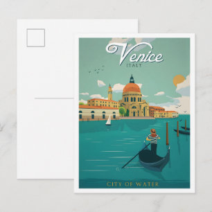 Cartão Postal Cidade da Água Veneza Itália Viagem Vintage