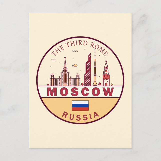 Cartão Postal Cidade da Rússia - Skyline Emblem (Frente)