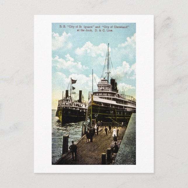 Cartão Postal Cidade das Ruas. Ignace & Cidade de Cleveland, Lin (Frente)