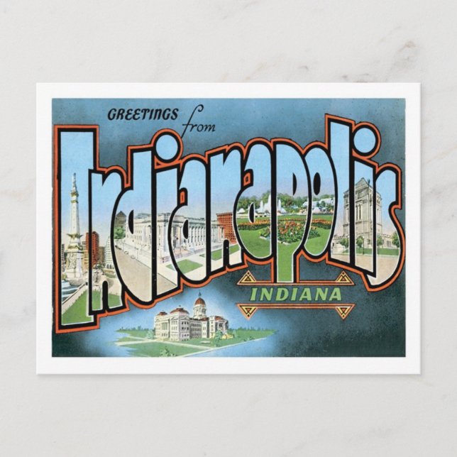 Cartão Postal Cidade de América E.U. do viagem de Indianapolis (Frente)