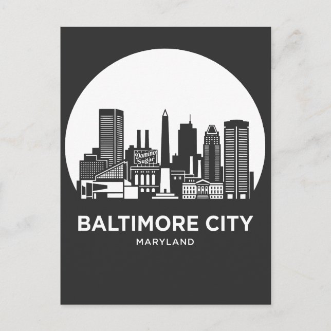 Cartão Postal Cidade de Baltimore Maryland (Frente)