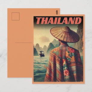 Cartão Postal Cidade de Bangkok Tailândia antigos presentes viag