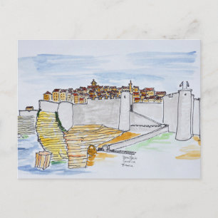 Cartão Postal Cidade de Bonifacio à Beira do Penhasco Córsega,