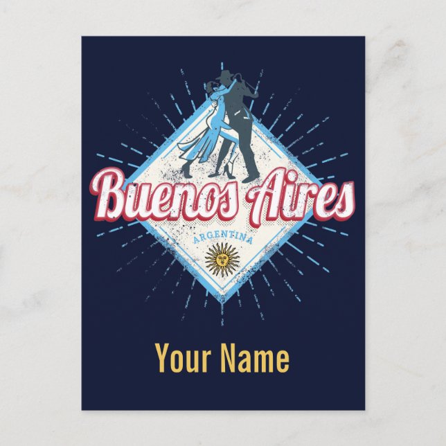 Cartão Postal Cidade de Buenos Aires Argentina Retro Tango Vinta (Frente)