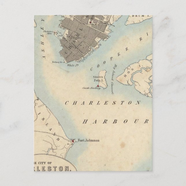 Cartão Postal Cidade de Charleston, Carolina do Sul (Frente)