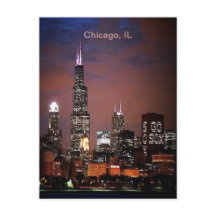 Cidade de Chicago Illinois Night Skyline