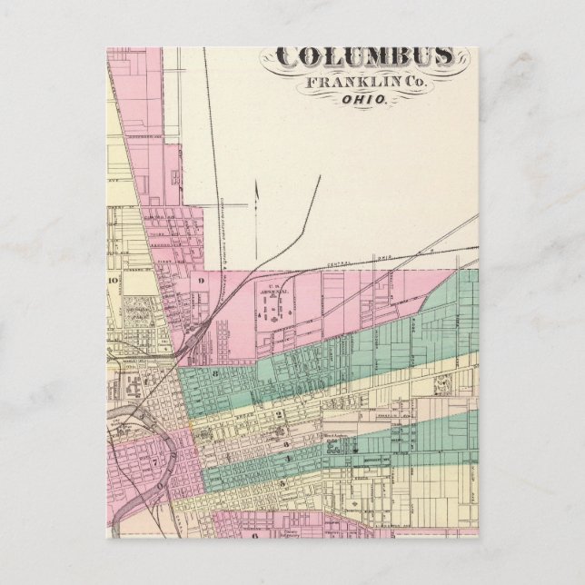 Cartão Postal Cidade de Columbus, Condado de Franklin, Ohio (Frente)