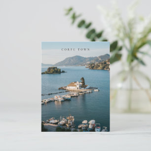 Cartão Postal Cidade de Corfu Mosteiro de Vlacherna Panorâmico