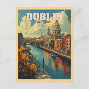 Cartão Postal Cidade de Dublin Irlanda - Viagens Retro