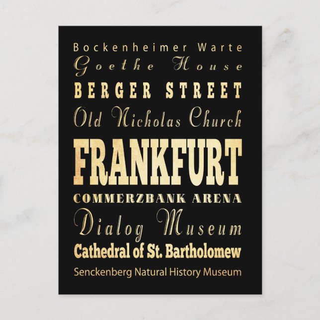 Cartão Postal Cidade de Frankfurt da Alemanha (Frente)
