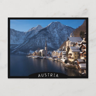 Cartão Postal Cidade de Hallstatt na neve no inverno