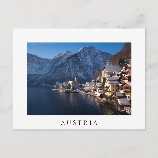 Cartão Postal Cidade de Hallstatt na neve no inverno (Frente)