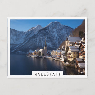 Cartão Postal Cidade de Hallstatt na neve no inverno