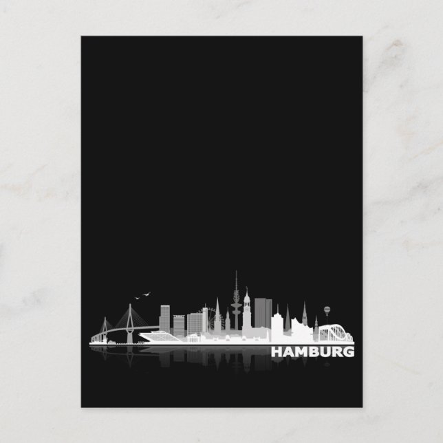 Cartão Postal Cidade de Hamburgo Skyline Postkarte (Frente)