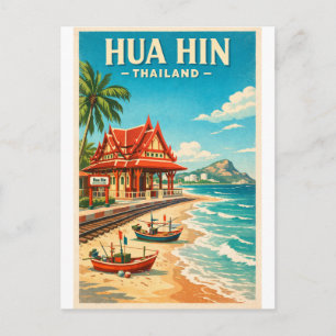 Cartão Postal Cidade de Hua Hin, Tailândia viagem retrô