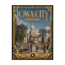 Cidade de Iowa Iowa Arte Deco Vintage Idade Dourad