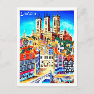 Cartão Postal Cidade de Lincoln, Inglaterra, ilustração, safra